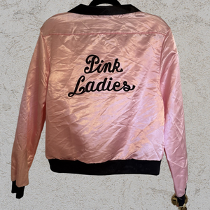 Grease Costume Pink Ladies Jacket Retro Satin Coat Jacket Womens Adult Standard